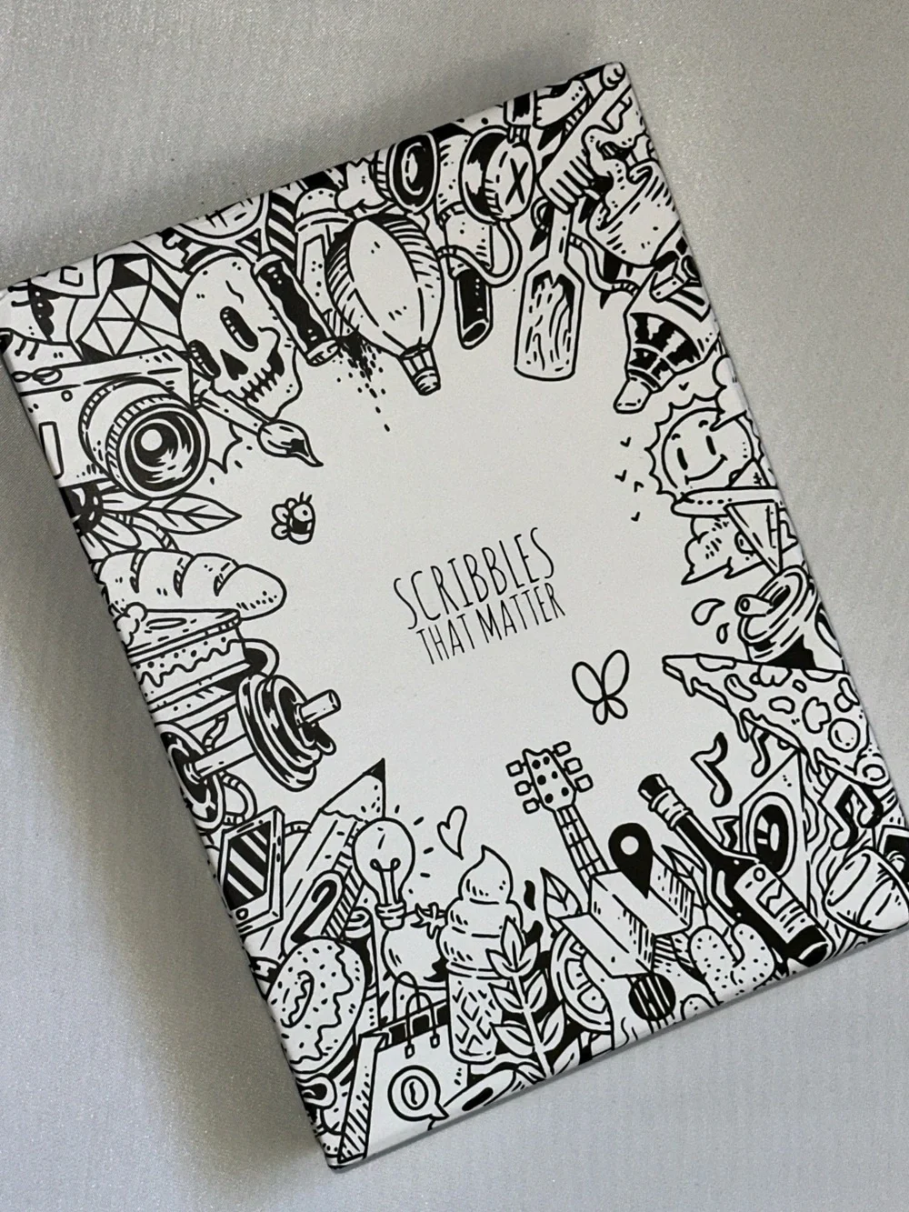 Charcoal Dotted A5 Notebook with Red Elastic Scribbles That Matter